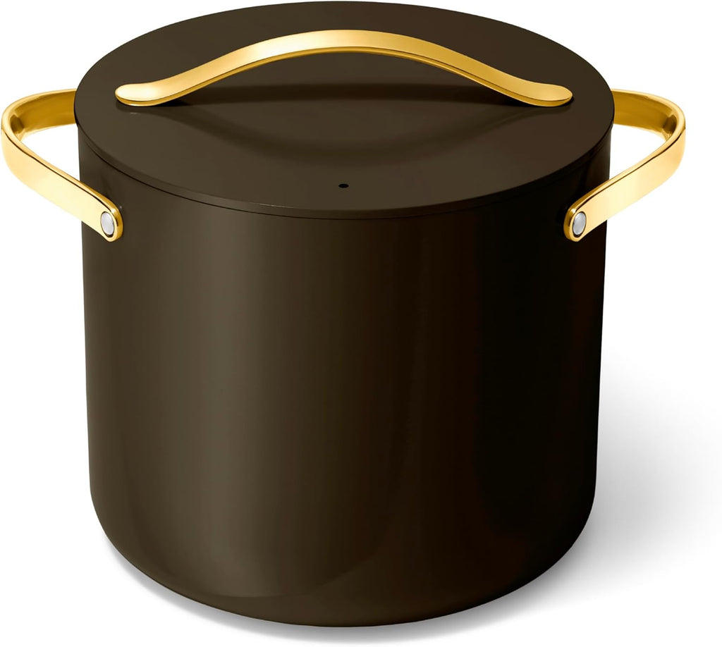 Stock Pot - 12 Qt Ceramic Coated Pot With Lid - Fee From  - Large Pot for Bigger Batches - Black