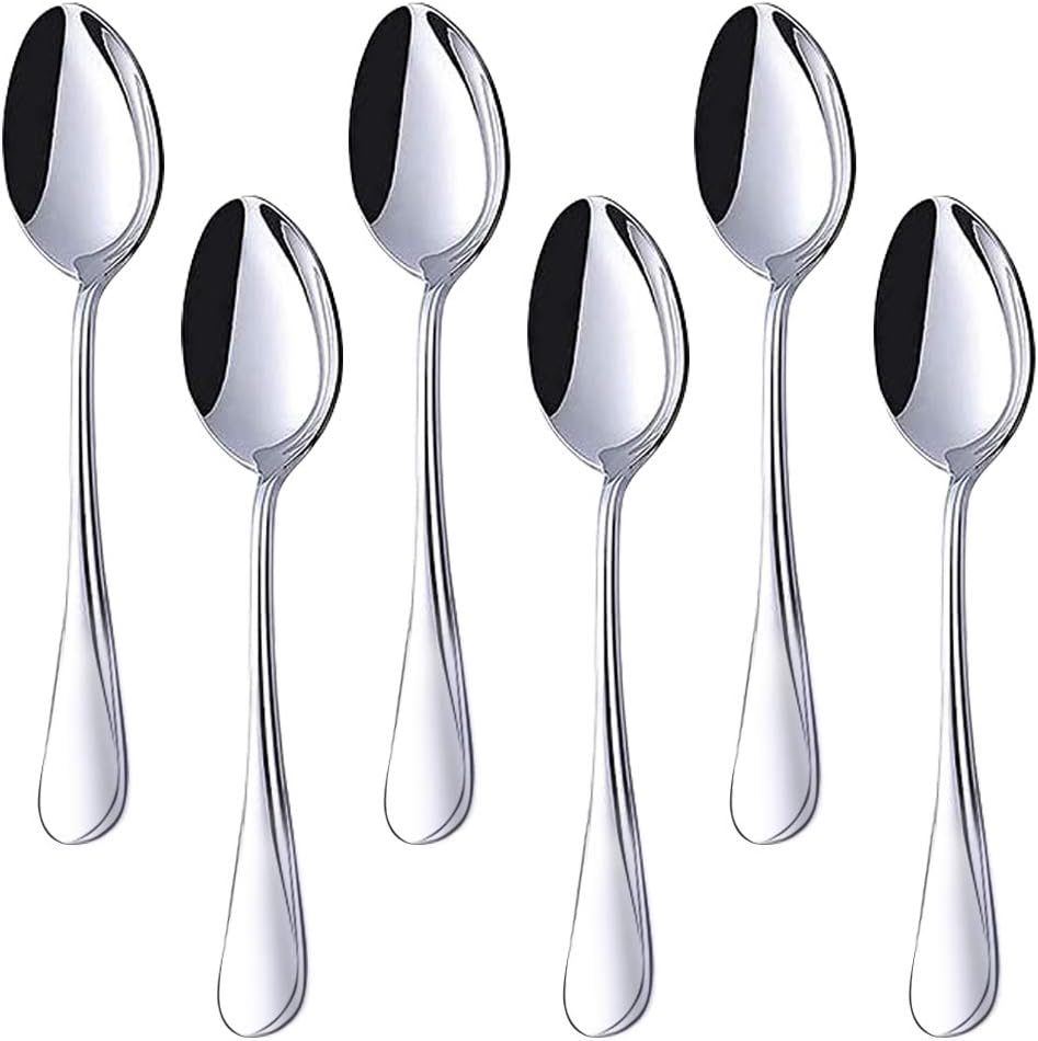Teaspoons Stainless Steel, 6 Piece Dinner Spoons Set 6.7 inches Dessert Spoons Use for Home, Kitchen or Restaurant