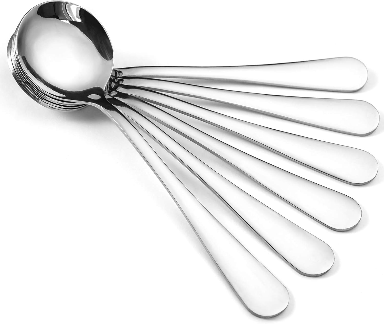 12-Piece Soup Spoons, Round Stainless Steel Bouillon Spoons