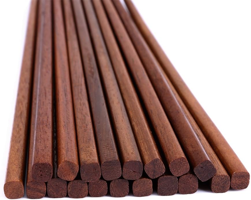 Chopsticks Reusable Chinese Wooden Chopsticks Dishwasher Safe Chopstick,Pack of 10 Natural Health for Cooking Eating,Korean & Japaness Style,9.8 inch Long,Brown
