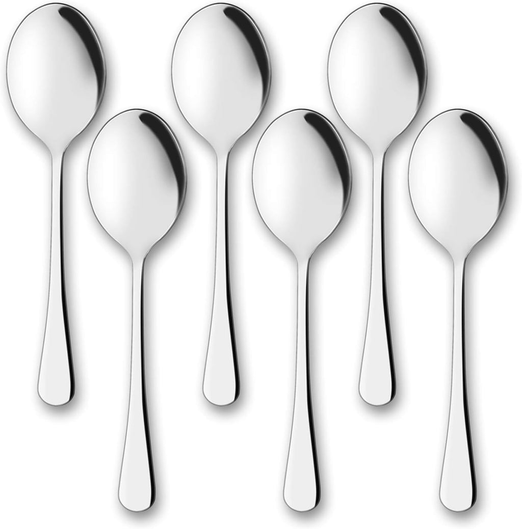 Serving Spoons,  6 Pieces X-Large 9.8 Inches Stainless Steel Serving Spoon Catering Spoons Solid Serving Utensils Big Ladle Tablespoons for Buffet Banquet Flatware Kitchen Basics Serving