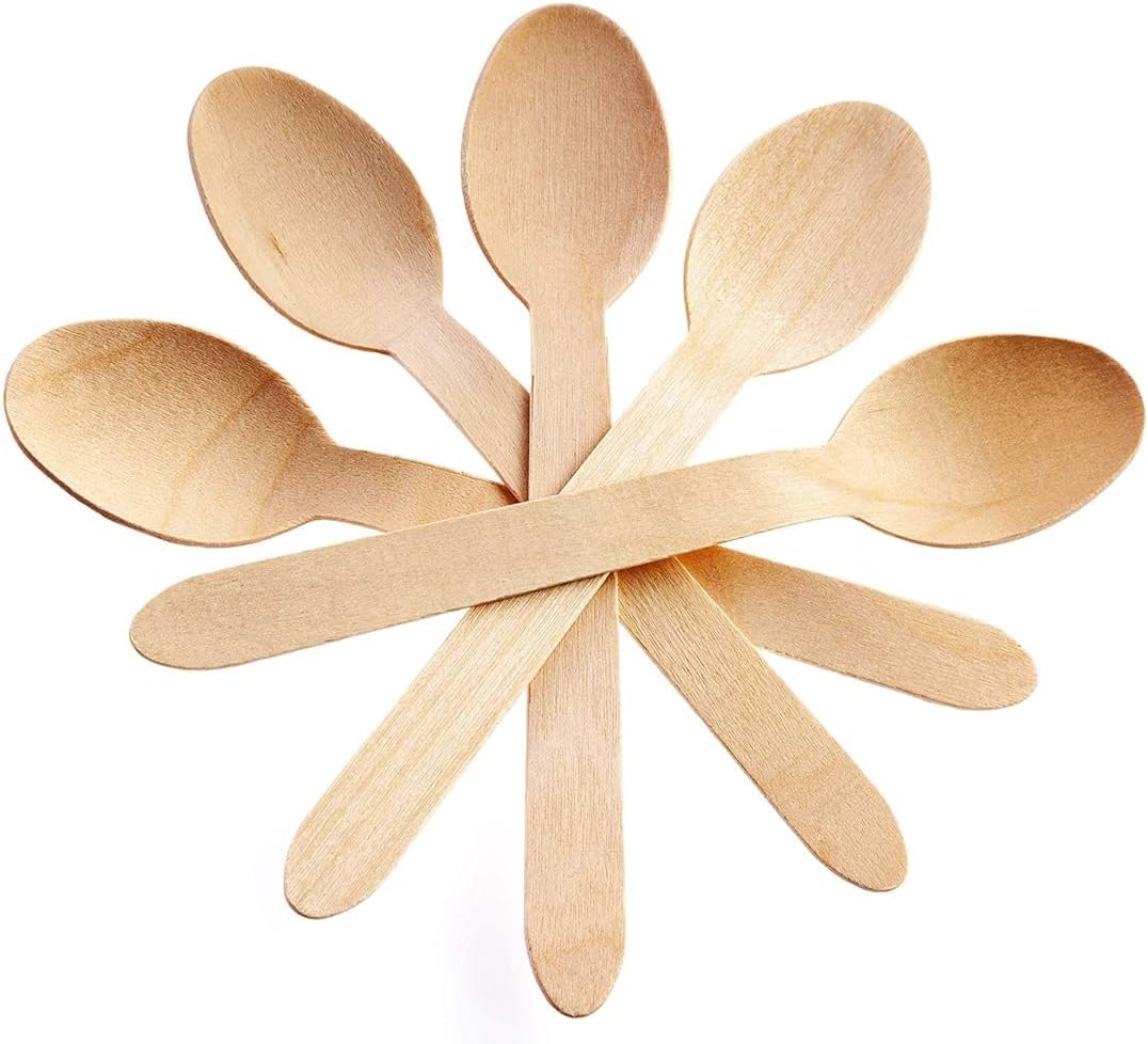 6.25" Wooden Cutlery Spoons- Pack of 250ct,Light Brown