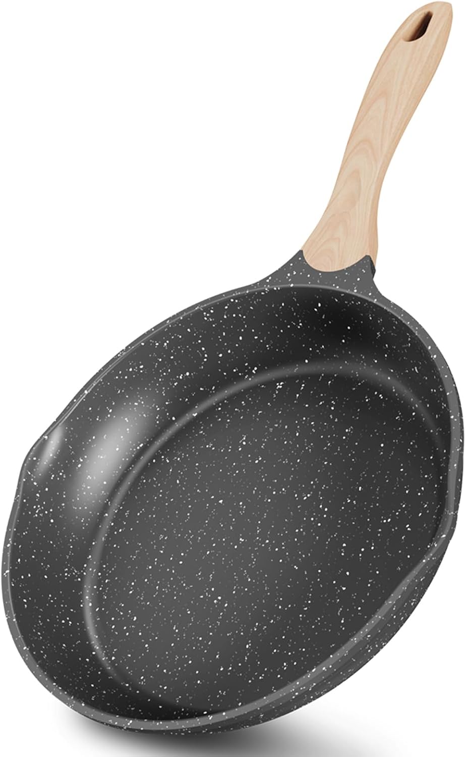 8 Inch Nonstick Frying Pan, Stone Coating Cookware, Nonstick Omelette Pan with Heat-Resistant Handle, Induction Skillet for Eggs (Grey)