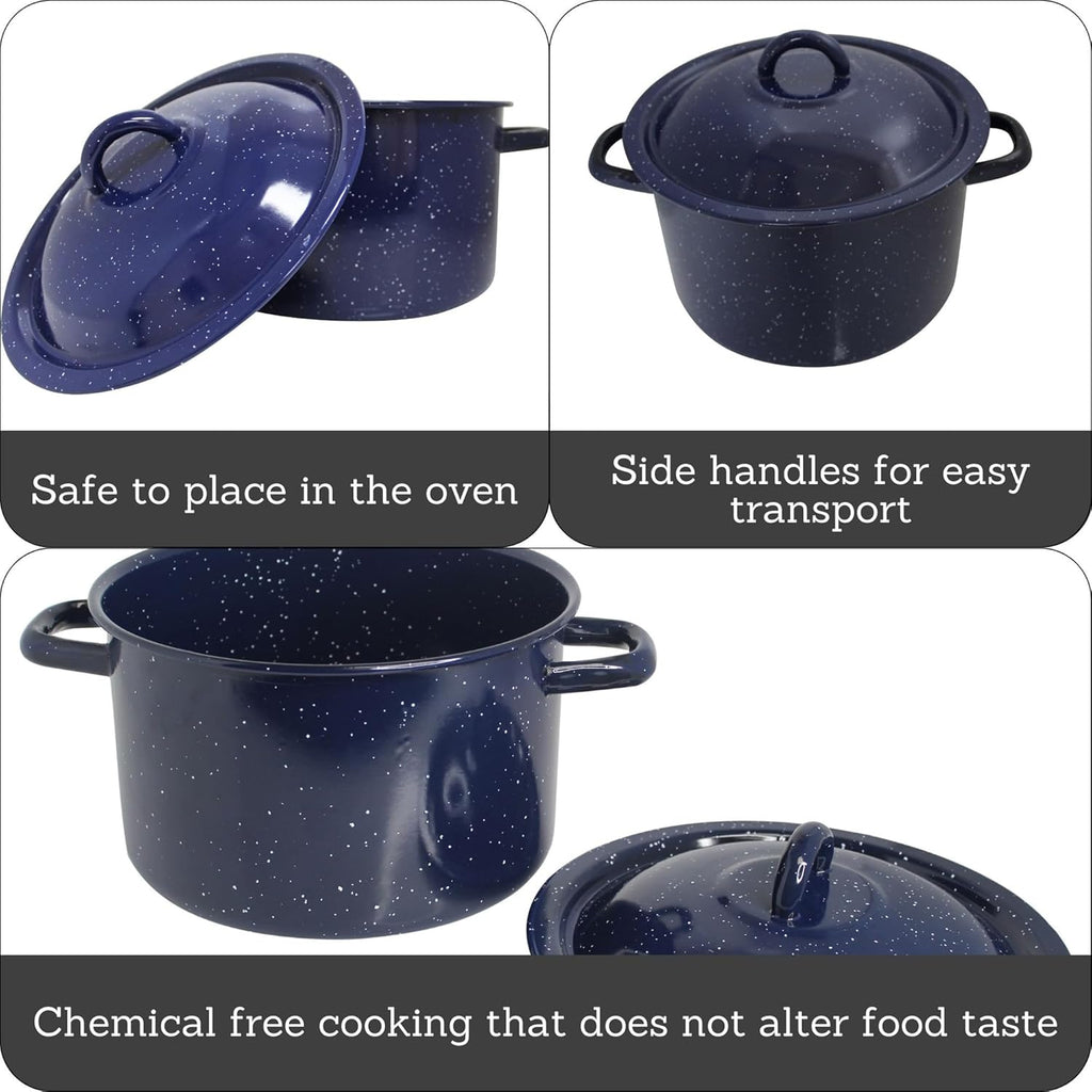 6.0qt Enamel Stock Pot, Blue
