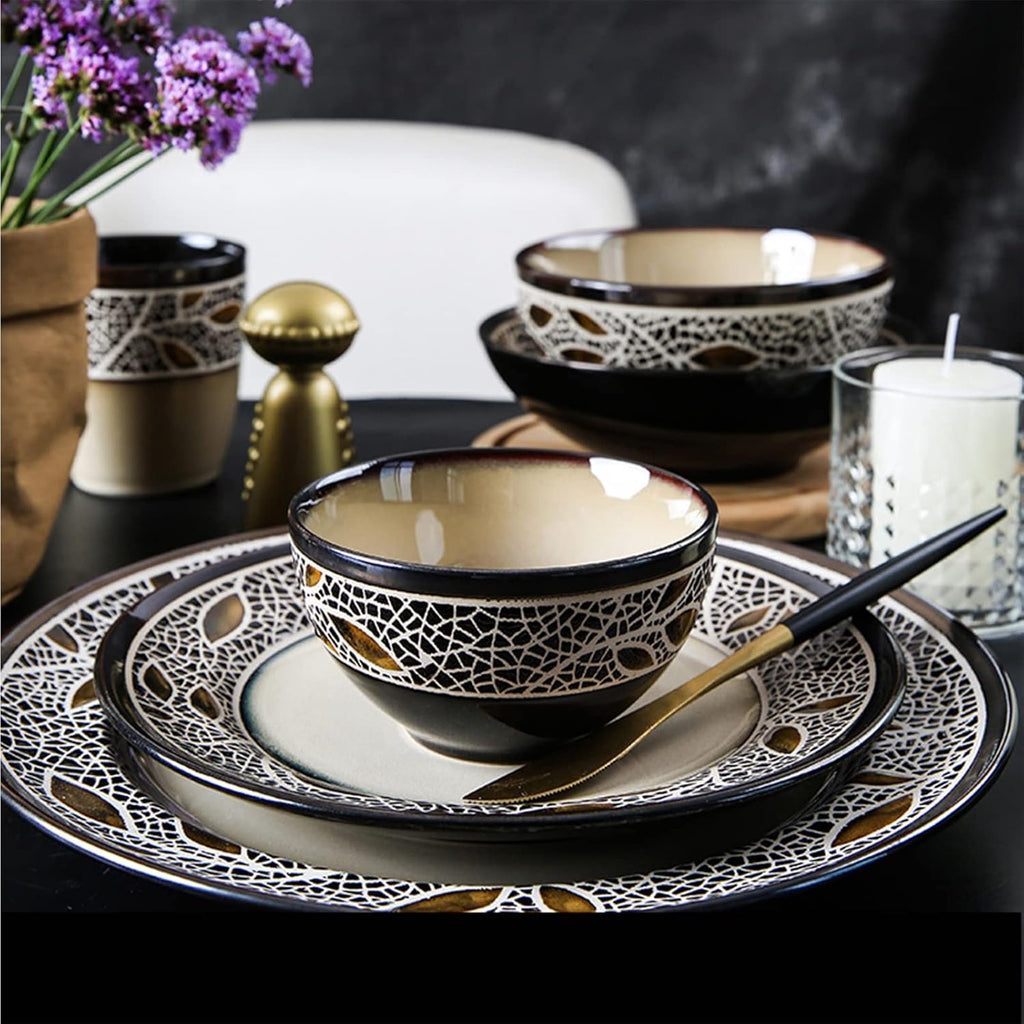 28-Piece Porcelain Dinnerware Set with Round Plates and Bowls Sets, Ceramics Dishes Set, Dinner Set, Dish Set, Tableware Set