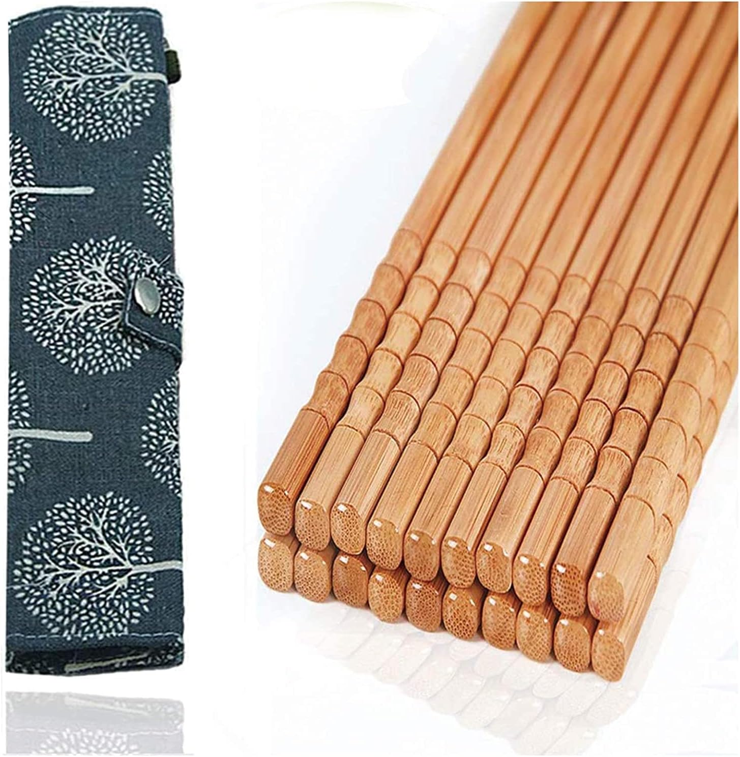 10-Pairs Nice and Good Chopsticks Wooden Reusable Set Travel Chopsticks With Case Reusable Chinese Korean Japanese Bamboo Portable Chopsticks Utensil Dishwasher Safe