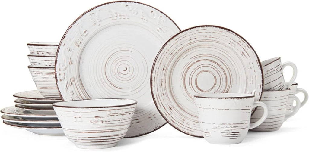 16-Piece Dinnerware Set, Service for 4, Distressed White