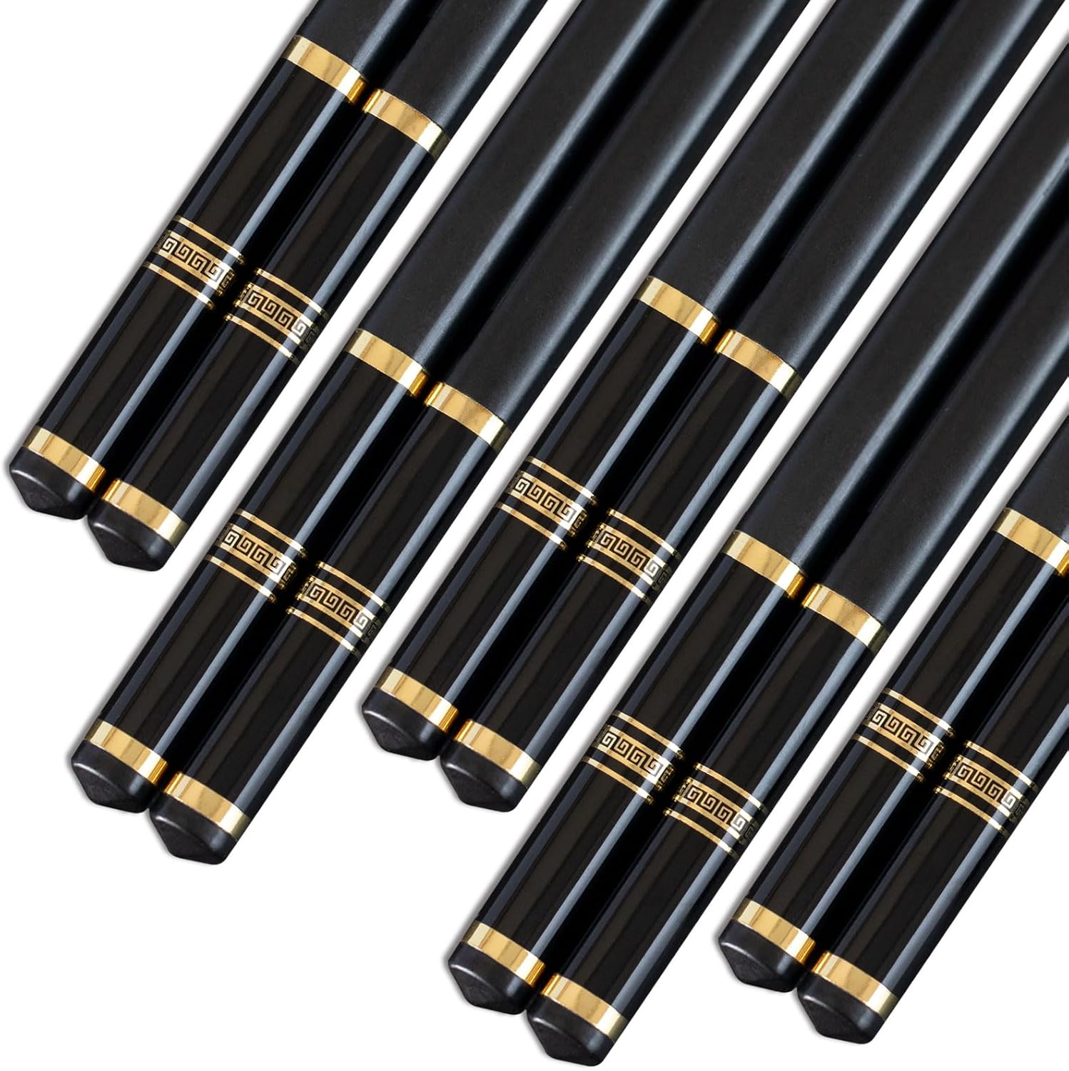 Chopsticks Reusable 5 Pairs Fiberglass Chopsticks Dishwasher Safe  Lightweight Non-Slip Chop Sticks Set (golden-1)