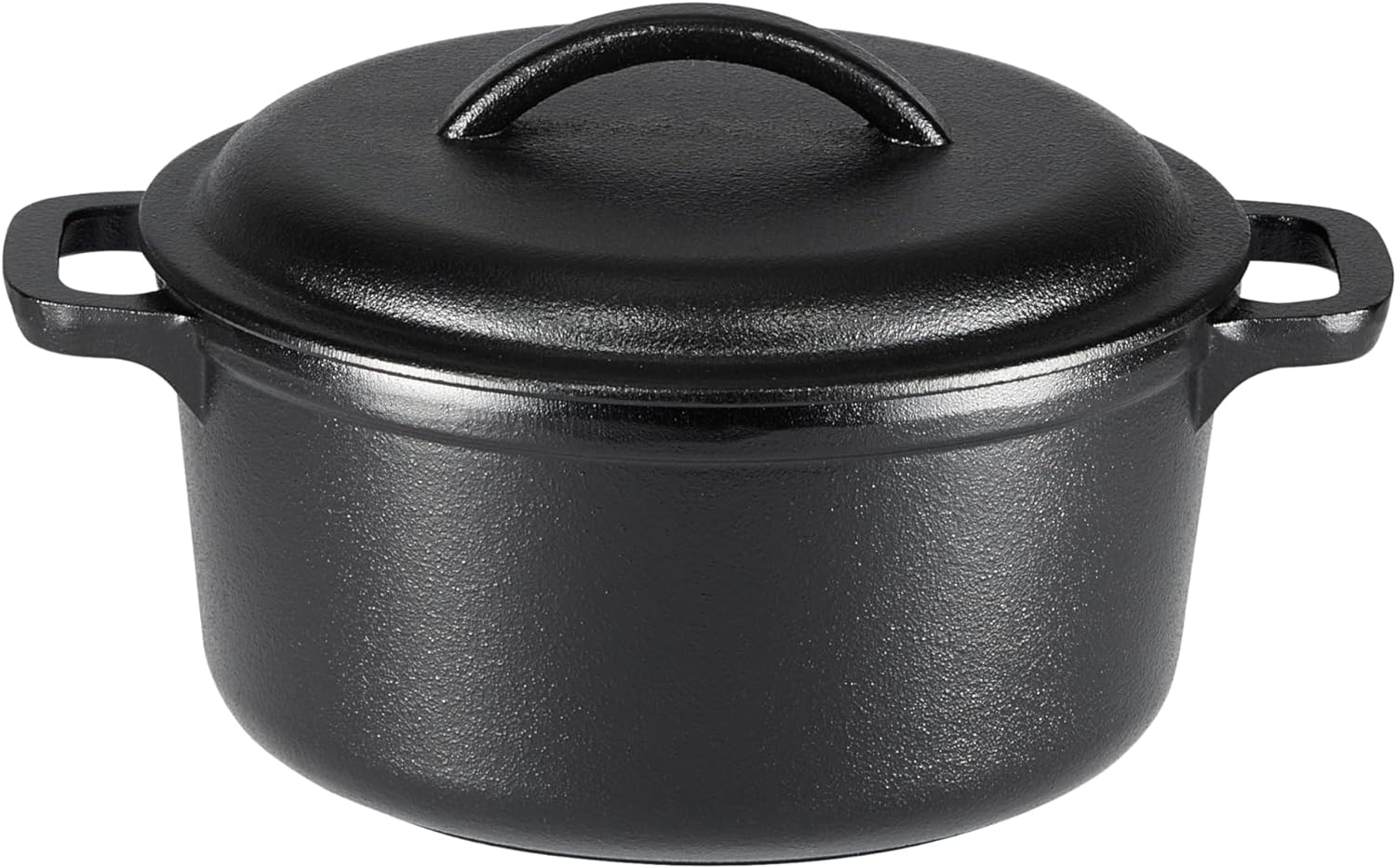 Round Pre-Seasoned Cast Iron Mini Dutch Oven Pot with Lid and Dual Handles, 2-Quart, Black