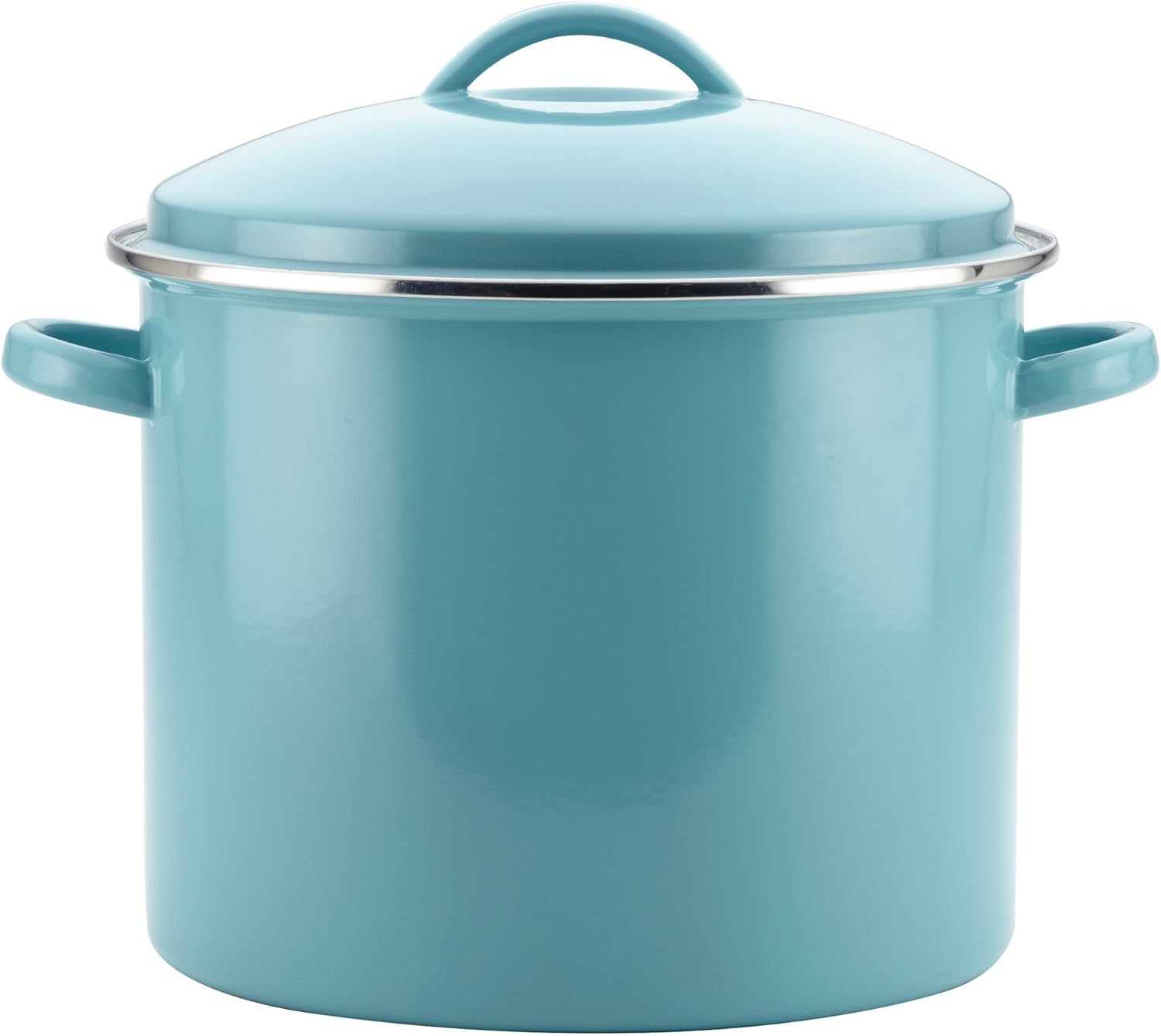 Enamel on Steel Stock Pot/Stockpot with Lid - 16 Quart, Aqua Blue