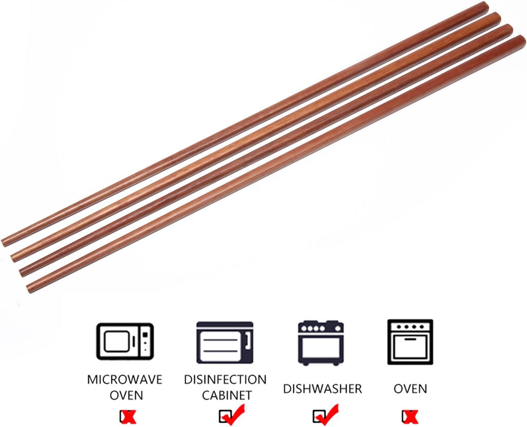 Wooden Noodles Kitchen Cooking Frying Chopsticks 16.5 Inches Brown Extra Long Set of 2 Pairs