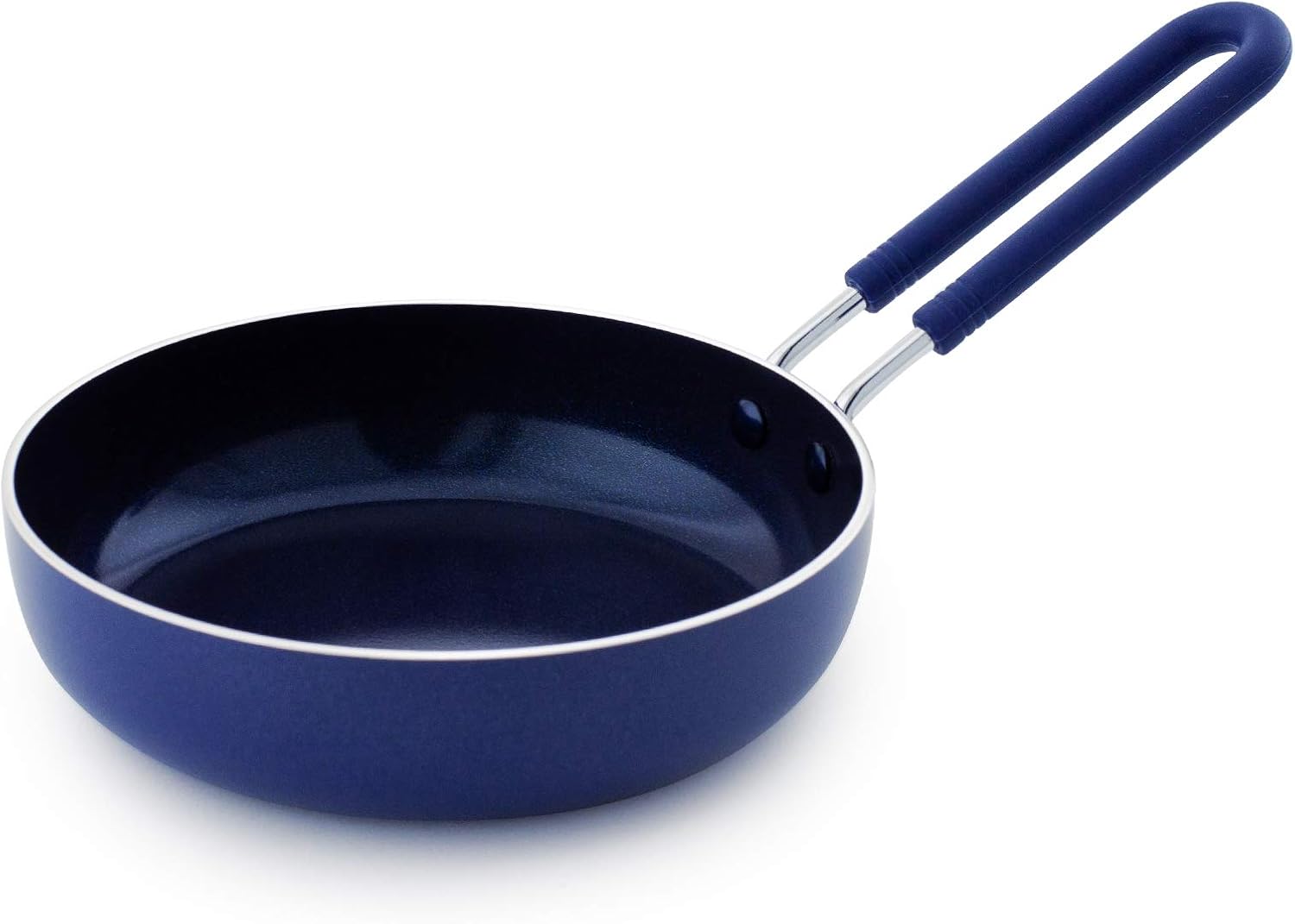 Mini Egg Fry Pan Skillet, Diamond Infused Healthy Ceramic Nonstick, PFAS & PFOA-Free, Dishwasher Safe, Oven Safe, Even Heating, Easy Clean, Warp Control, Blue