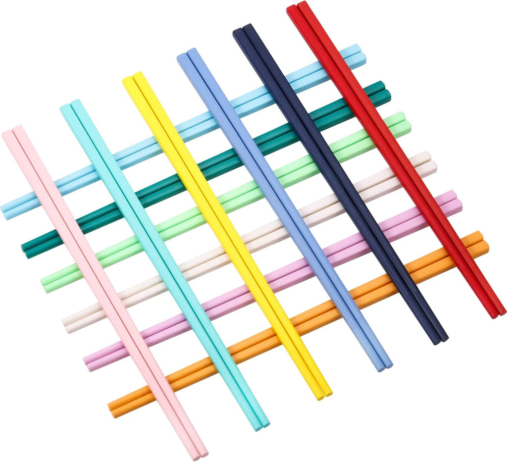 12 Pairs Colorful Chopsticks 9 Inch Reusable Fiberglass Chop Sticks Bulk Dishwasher Safe Lightweight Chopsticks Set Party Favor(Multicolor)