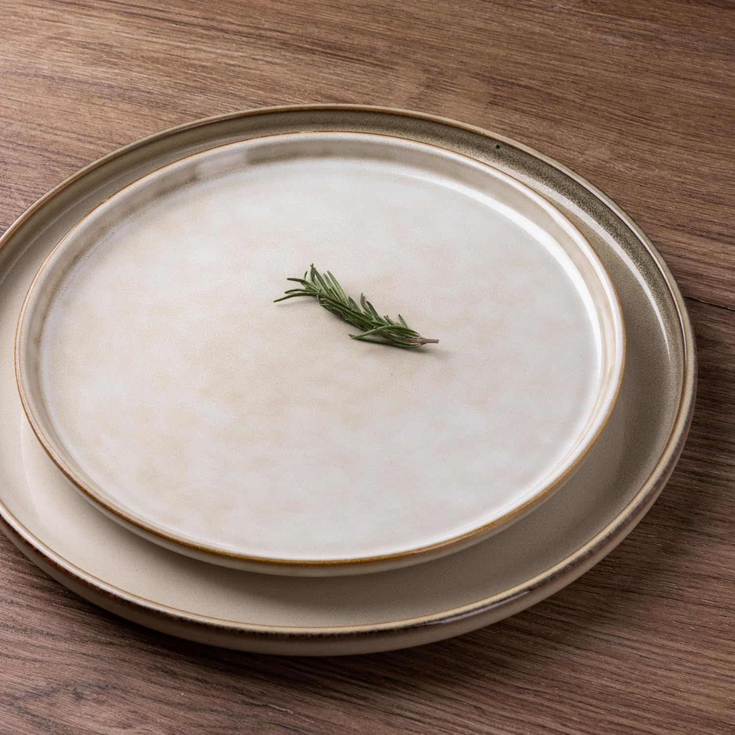 Ceramic Dinnerware Sets for 6, 18 Pieces Stoneware Plates and Bowls Sets, Scratch Resistant Dishes, Dishwasher & Microwave Safe, Reactive Glaze-Cappuccino