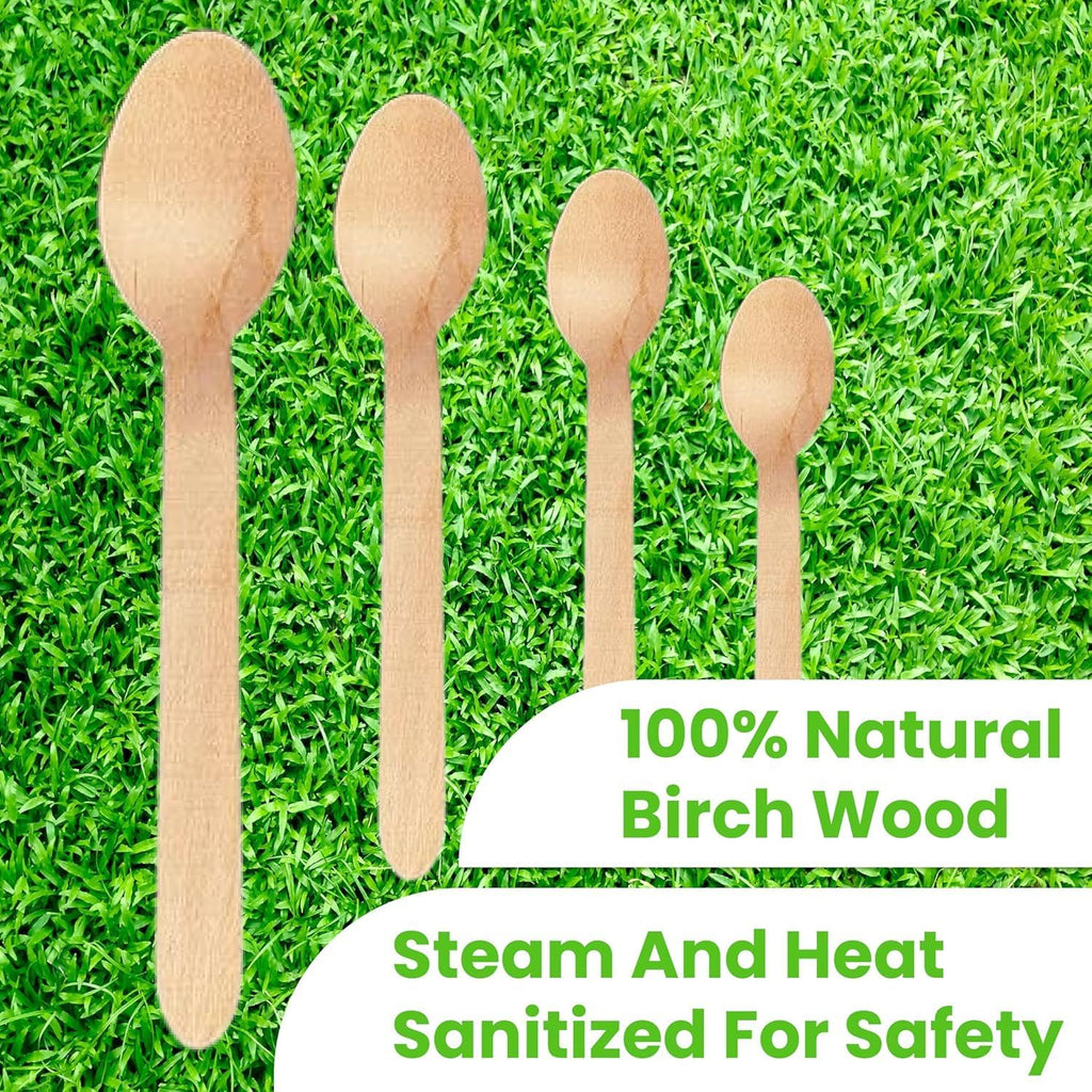 6.25" Wooden Cutlery Spoons- Pack of 250ct,Light Brown
