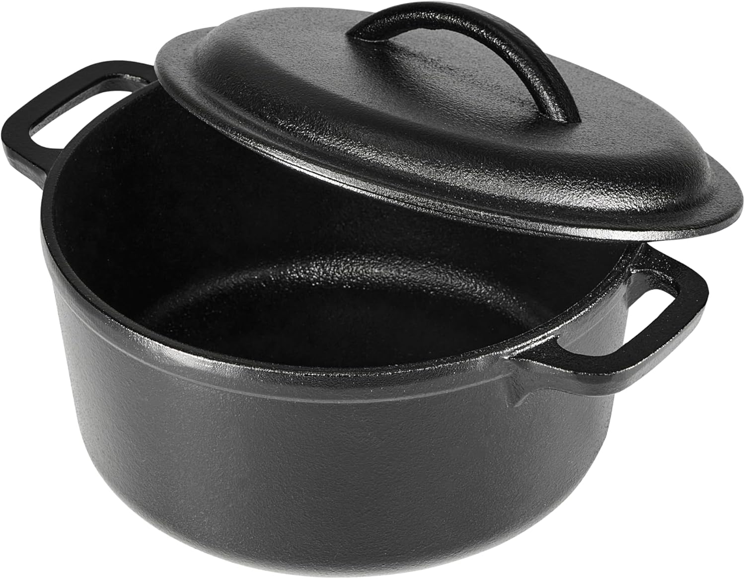 Round Pre-Seasoned Cast Iron Mini Dutch Oven Pot with Lid and Dual Handles, 2-Quart, Black